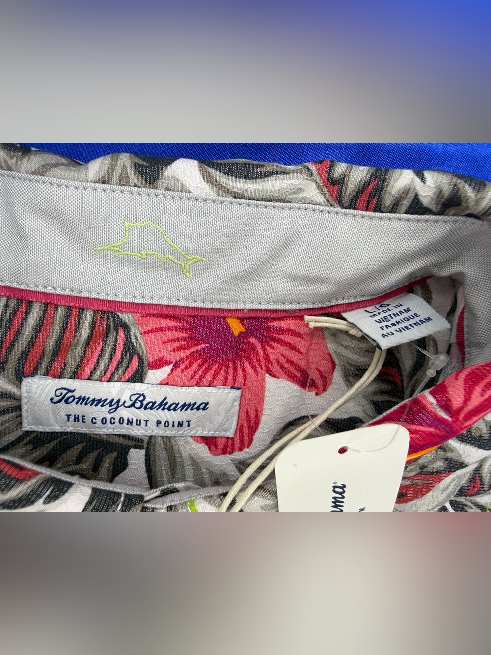 Tommy Bahama The Coconut Point Hibiscus Shores Summer Gray Floral Men’s Large - Picture 5 of 11
